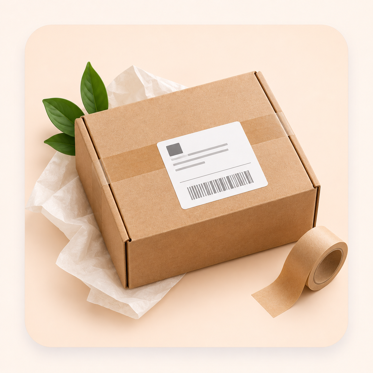Packed and labeled shipping box